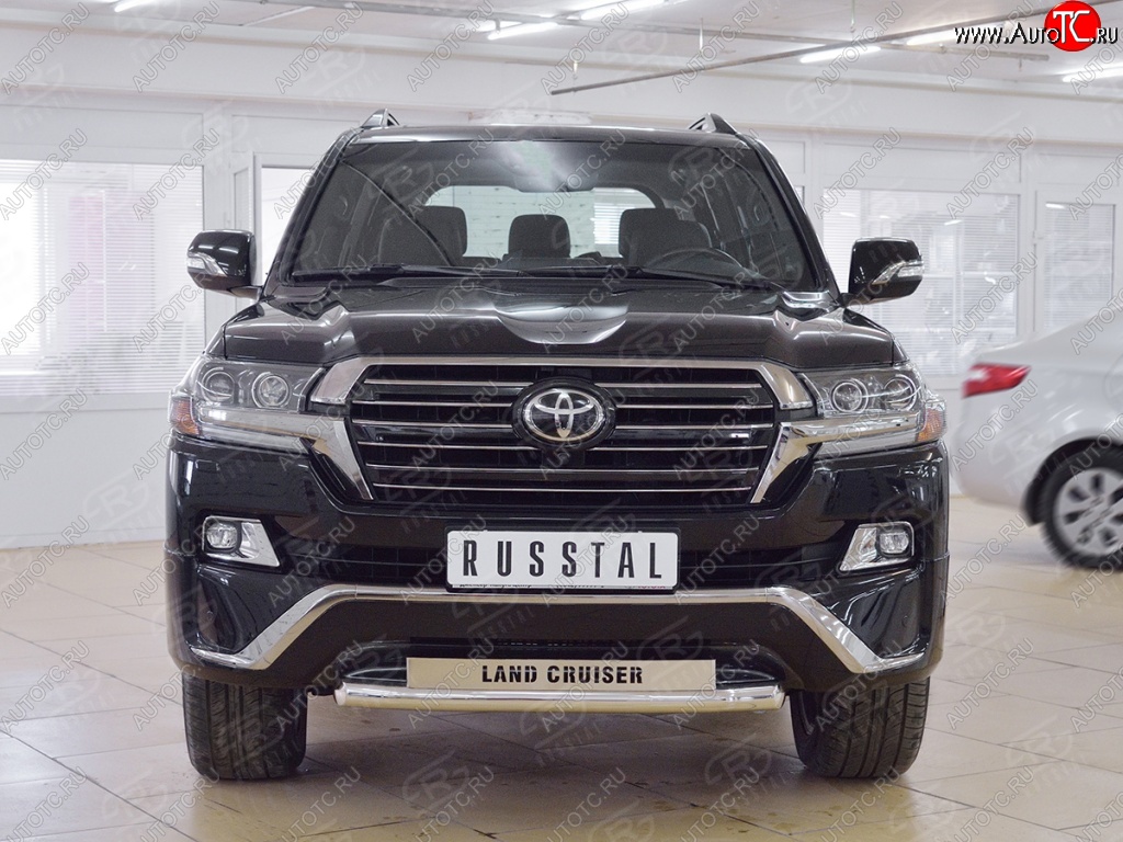 23 899 р. Защита переднего бампера (Ø63 мм с надписью, нержавейка) SLITKOFF  Toyota Land Cruiser  200 (2015-2021) 2-ой рестайлинг  с доставкой в г. Пермь