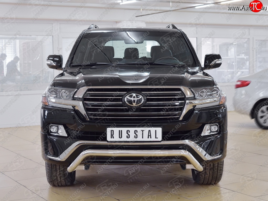 19 449 р. Защита переднего бампера (Ø63 мм волна, нержавейка) SLITKOFF  Toyota Land Cruiser  200 (2015-2021) 2-ой рестайлинг  с доставкой в г. Пермь