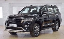 24 849 р. Защита переднего бампера (2 трубыØ76 и 63 мм, нержавейка) SLITKOFF  Toyota Land Cruiser  200 (2015-2021) 2-ой рестайлинг  с доставкой в г. Пермь. Увеличить фотографию 2