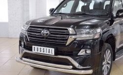 24 849 р. Защита переднего бампера (2 трубыØ76 и 63 мм, нержавейка) SLITKOFF  Toyota Land Cruiser  200 (2015-2021) 2-ой рестайлинг  с доставкой в г. Пермь. Увеличить фотографию 3