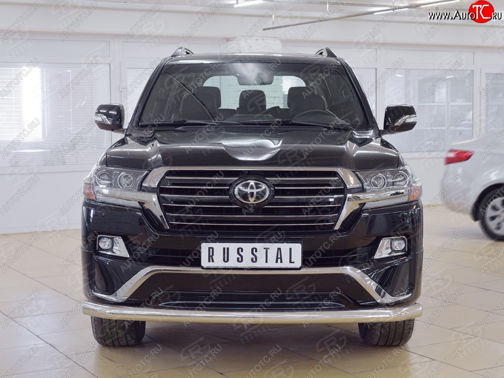 19 449 р. Защита переднего бампера из трубы диаметром 76 мм SLITKOFF (длинная)  Toyota Land Cruiser  200 (2015-2021) 2-ой рестайлинг  с доставкой в г. Пермь