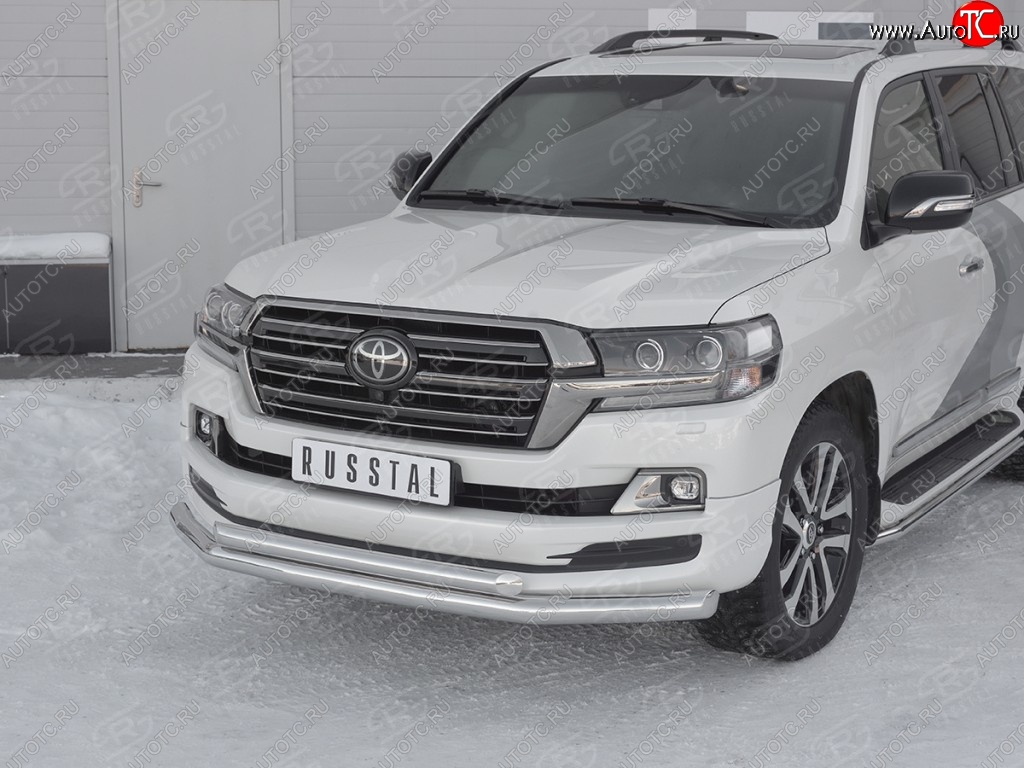 23 499 р. Защита переднего бампера (2 трубыØ76 и 63 мм, нержавейка) SLITKOFF  Toyota Land Cruiser  200 (2015-2021) 2-ой рестайлинг  с доставкой в г. Пермь