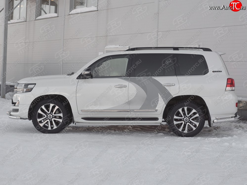 14 899 р. Защита порогов SLITKOFF из круглой трубы диаметром 42 мм  Toyota Land Cruiser  200 (2015-2021) 2-ой рестайлинг  с доставкой в г. Пермь