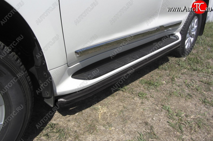 11 999 р. Защита штатного порога d57 Slitkoff  Toyota Land Cruiser  200 (2015-2021) 2-ой рестайлинг (Цвет: серебристый)  с доставкой в г. Пермь