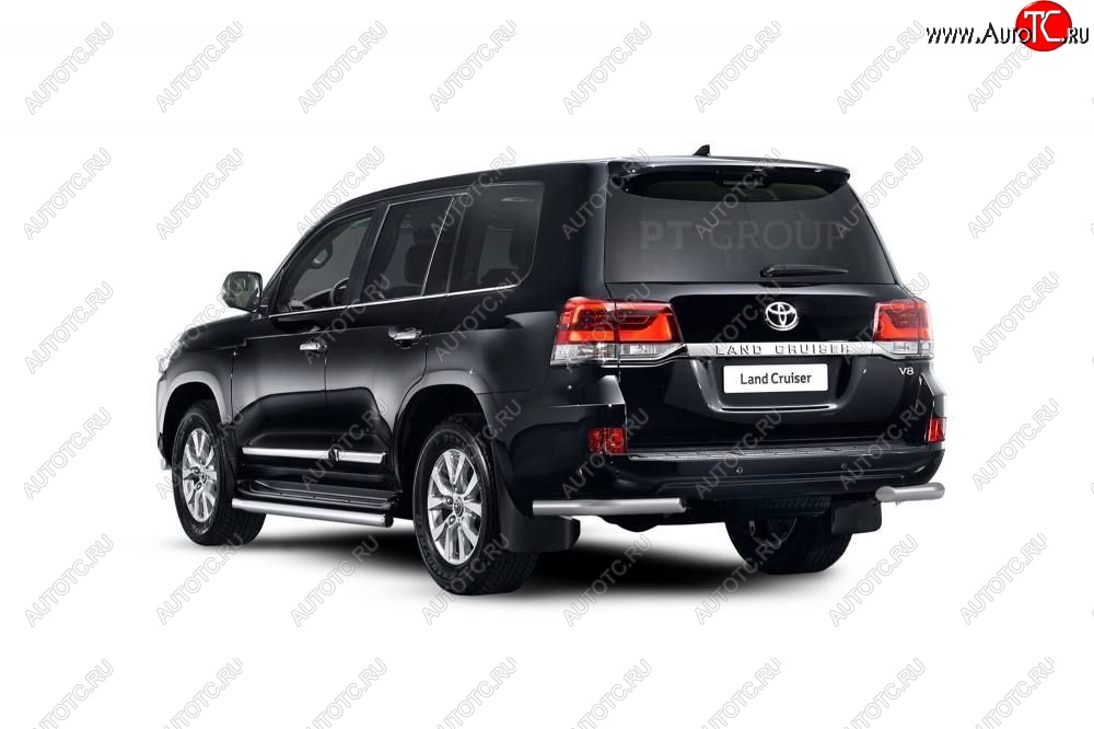 21 869 р. Защита заднего бампера Petroil Tuning (уголки, d63)  Toyota Land Cruiser  200 (2015-2021) 2-ой рестайлинг (Нержавеющая полированная сталь)  с доставкой в г. Пермь