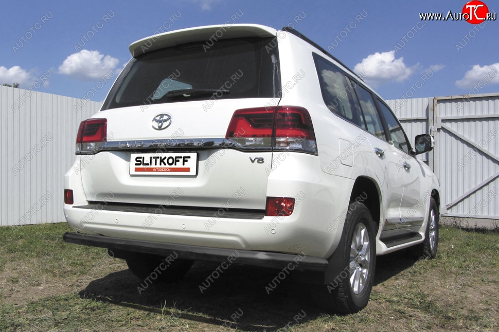 12 949 р. Защита задняя Slitkoff  Toyota Land Cruiser  200 (2015-2021) 2-ой рестайлинг (Цвет: серебристый)  с доставкой в г. Пермь