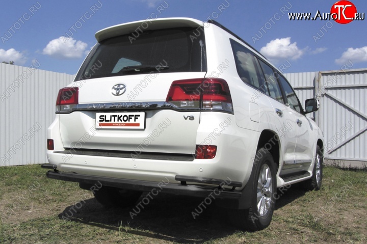 13 949 р. Защита задняя Slitkoff  Toyota Land Cruiser  200 (2015-2021) 2-ой рестайлинг (Цвет: серебристый)  с доставкой в г. Пермь