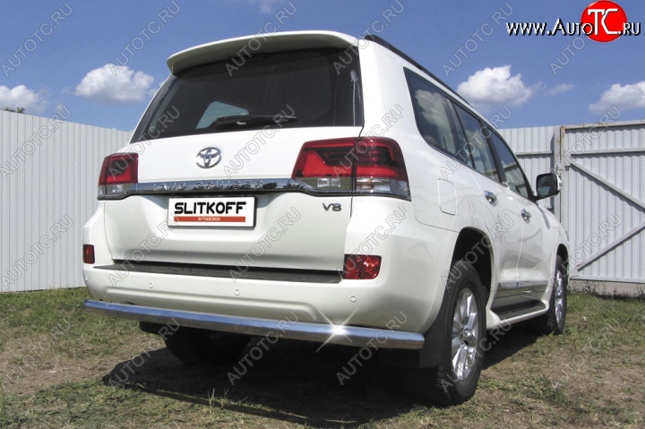18 549 р. Защита заднего бампера из трубы диаметром 76 мм Slitkoff  Toyota Land Cruiser  200 (2015-2021) 2-ой рестайлинг (Цвет: нержавеющая полированная сталь)  с доставкой в г. Пермь