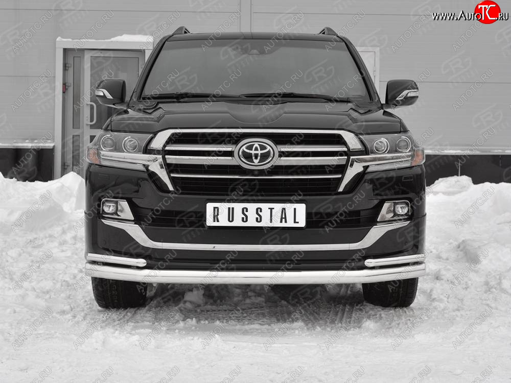 22 999 р. Защита переднего бампера (2 трубы Ø 76 и 42 мм, нержавейка, EXECUTIVE LOUNGE)  Toyota Land Cruiser  200 (2015-2021) 2-ой рестайлинг  с доставкой в г. Пермь