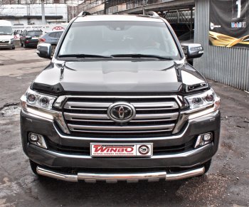 15 499 р. Защита переднего бампера WINBO (Ø76 мм, нержавейка)  Toyota Land Cruiser  200 (2015-2021) 2-ой рестайлинг  с доставкой в г. Пермь. Увеличить фотографию 2