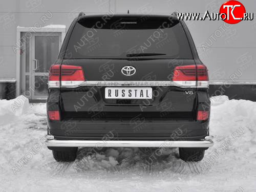 17 699 р. Защита заднего бампера (2 трубы Ø76 и 42 мм, EXECUTIVE LOUNGE, нержавейка) SLITKOFF  Toyota Land Cruiser  200 (2015-2021) 2-ой рестайлинг (Нержавейка полированная)  с доставкой в г. Пермь