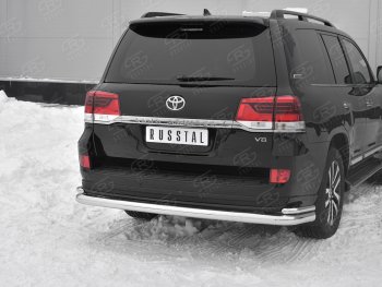 17 699 р. Защита заднего бампера (2 трубы Ø76 и 42 мм, EXECUTIVE LOUNGE, нержавейка) SLITKOFF  Toyota Land Cruiser  200 (2015-2021) 2-ой рестайлинг (Нержавейка полированная)  с доставкой в г. Пермь. Увеличить фотографию 2