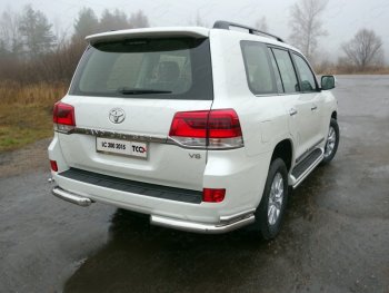 Защита заднего бампера (уголки двойные) (кроме EXECUTIVE) ТСС 76,1/42,4 мм Toyota Land Cruiser 200 2-ой рестайлинг (2015-2021)