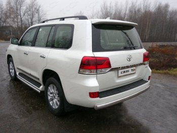 Защита заднего бампера (овальная) ТСС (нержавейка d75х42 мм) Toyota Land Cruiser 200 2-ой рестайлинг (2015-2021)
