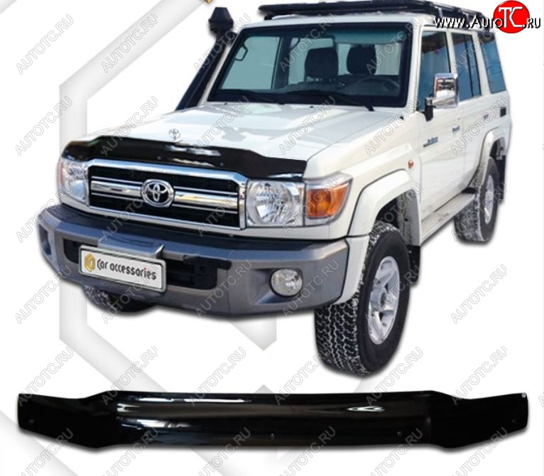 1 999 р. Дефлектор капота (76 кузов) CA-Plastic  Toyota Land Cruiser  70 (2007-2023) 3 дв. 3-ий рестайлинг (серия Classic черный, Без надписи)  с доставкой в г. Пермь