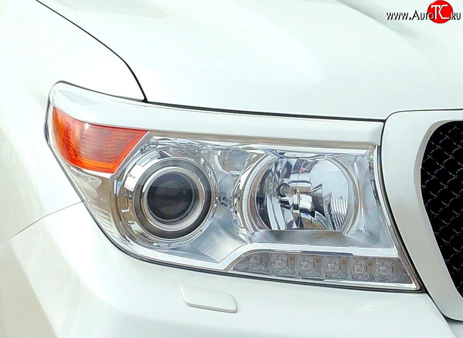 2 299 р. Реснички на фары Style Toyota Land Cruiser 200 дорестайлинг (2007-2012) (Неокрашенные)  с доставкой в г. Пермь
