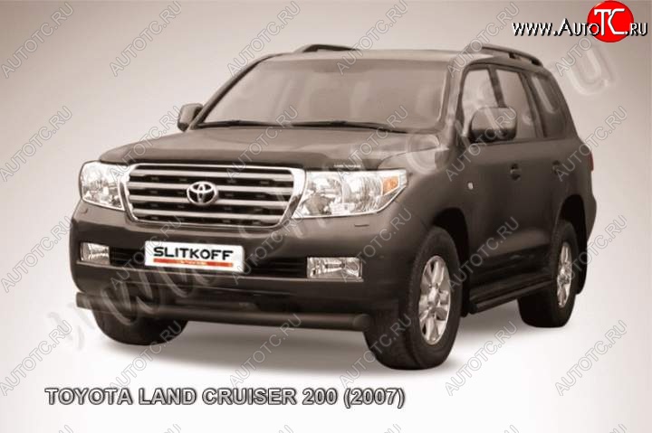9 999 р. Защита переднего бампера из трубы d76 Slitkoff  Toyota Land Cruiser  200 (2007-2012) дорестайлинг (Цвет: серебристый)  с доставкой в г. Пермь