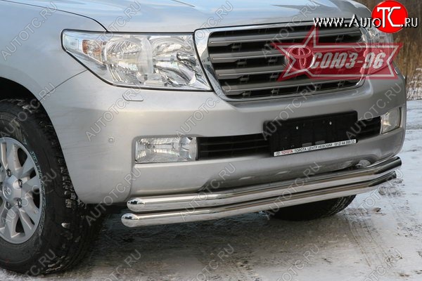 31 859 р. Защита переднего бампера двойная Souz-96 (d60/60).  Toyota Land Cruiser  200 (2007-2012) дорестайлинг  с доставкой в г. Пермь