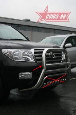 Защита переднего бампера Souz-96 (d76) Toyota Land Cruiser  200 (2007-2012) дорестайлинг