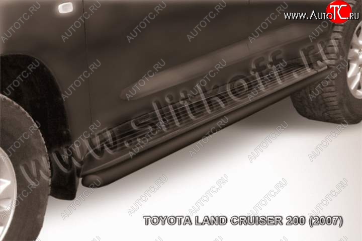 9 649 р. Защита штатного порога d42 Slitkoff Toyota Land Cruiser 200 дорестайлинг (2007-2012) (Цвет: серебристый)  с доставкой в г. Пермь