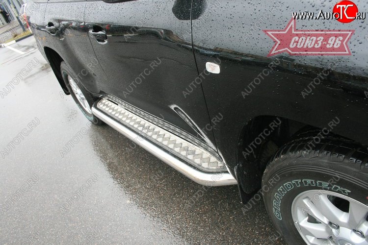 35 009 р. Защита порогов с алюминиевым листом Souz-96 (d76) Toyota Land Cruiser 200 дорестайлинг (2007-2012)  с доставкой в г. Пермь