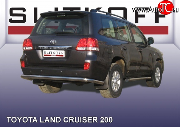 18 549 р. Защита заднего бампера из длинной трубы диаметром 76 мм Slitkoff  Toyota Land Cruiser  200 (2007-2012) дорестайлинг (Цвет: нержавеющая полированная сталь)  с доставкой в г. Пермь