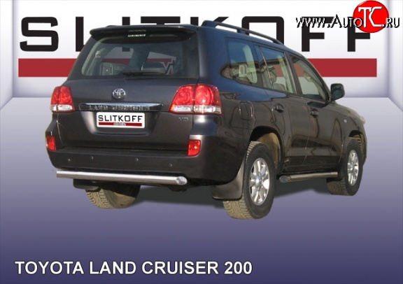 14 099 р. Защита заднего бампера из короткой трубы диаметром 76 мм Slitkoff Toyota Land Cruiser 200 дорестайлинг (2007-2012) (Цвет: нержавеющая полированная сталь)  с доставкой в г. Пермь