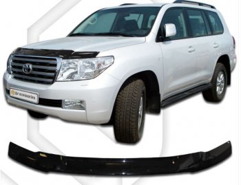 2 099 р. Дефлектор капота CA-Plastic Toyota Land Cruiser 200 дорестайлинг (2007-2012) (серия Classic черный, Без надписи)  с доставкой в г. Пермь. Увеличить фотографию 2