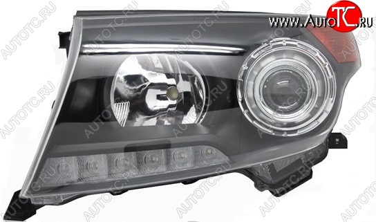 9 999 р. Левая фара SAT (чёрная Brownstone) Toyota Land Cruiser 200 1-ый рестайлинг (2012-2015)  с доставкой в г. Пермь