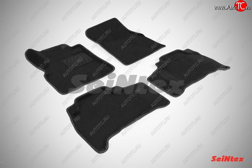 6 199 р. Износостойкие коврики в салон SeiNtex Premium 3D 4 шт. (ворсовые, черные)  Toyota Land Cruiser  200 (2007-2012) дорестайлинг  с доставкой в г. Пермь
