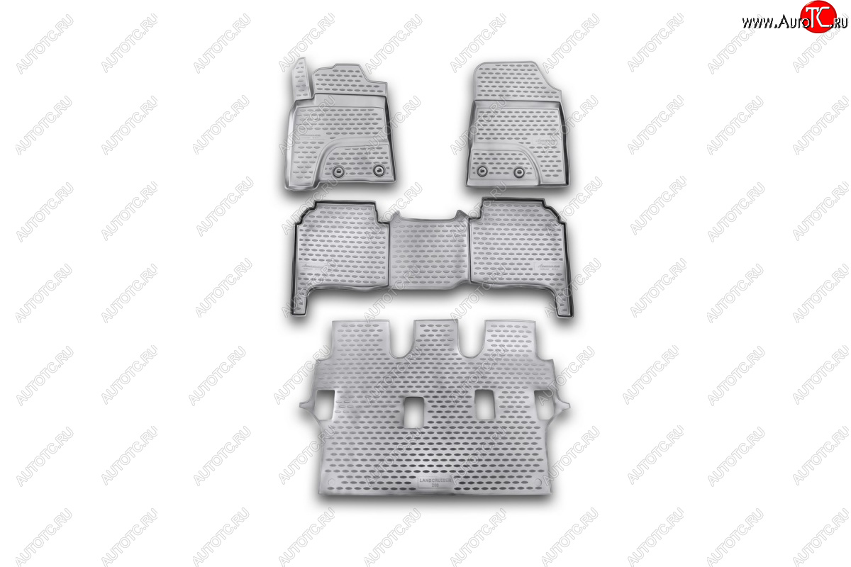 1 239 р. Комплект 3D ковриков салона Element (полиуретан)  Toyota Land Cruiser  200 (2007-2012) дорестайлинг (Серые)  с доставкой в г. Пермь