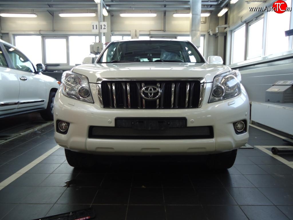 1 539 р. Сетка на бампер Russtal (хром) Toyota Land Cruiser Prado J150 дорестайлинг (2009-2013)  с доставкой в г. Пермь