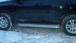 Защита порогов d42 мм Металл Дизайн Toyota Land Cruiser Prado  J150 (2009-2013) дорестайлинг (полированная нержавейка)