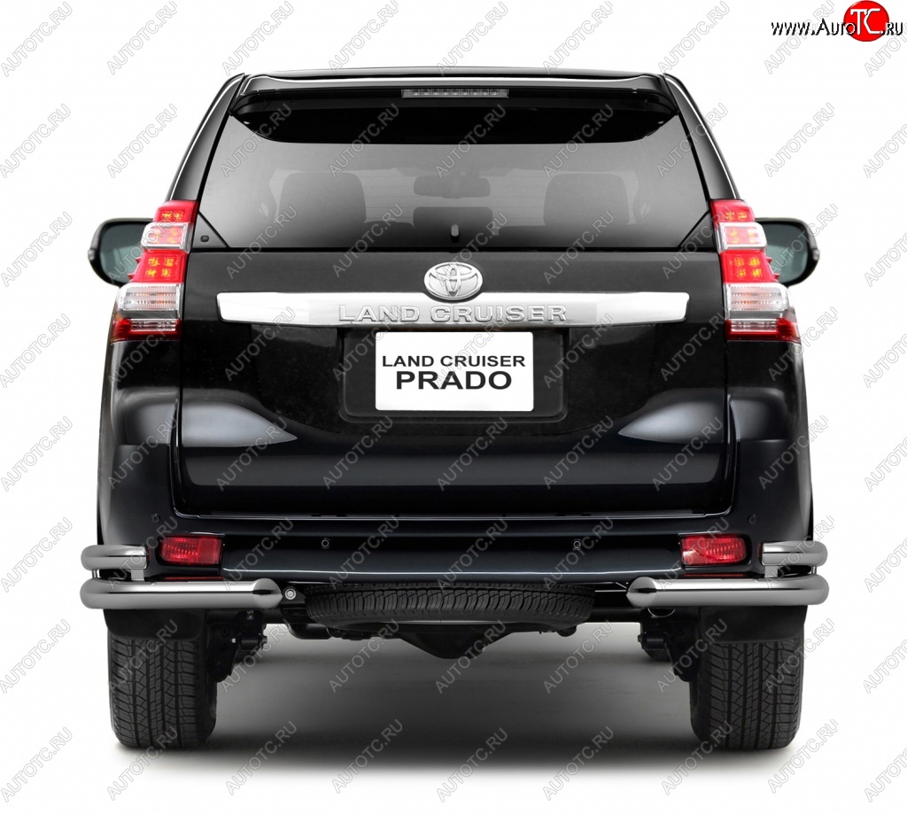 25 269 р. Защита заднего бампера Petroil Tuning 63/51 мм  Toyota Land Cruiser Prado  J150 (2009-2013) дорестайлинг (Нержавеющая полированная сталь)  с доставкой в г. Пермь