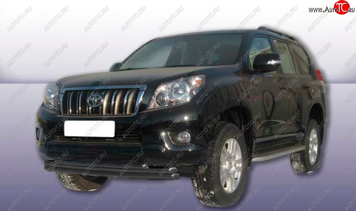 13 949 р. Защита переднего бампера Slitkoff (Ø 57+Ø 57+Ø 42, тройная). Toyota Land Cruiser Prado J150 дорестайлинг (2009-2013) (Сталь с полимерным покрытием. Цвет: черный)  с доставкой в г. Пермь