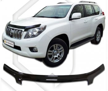 2 299 р. Дефлектор капота CA-Plastiс Toyota Land Cruiser Prado J150 дорестайлинг (2009-2013) (серия Classic черный, Без надписи)  с доставкой в г. Пермь. Увеличить фотографию 2