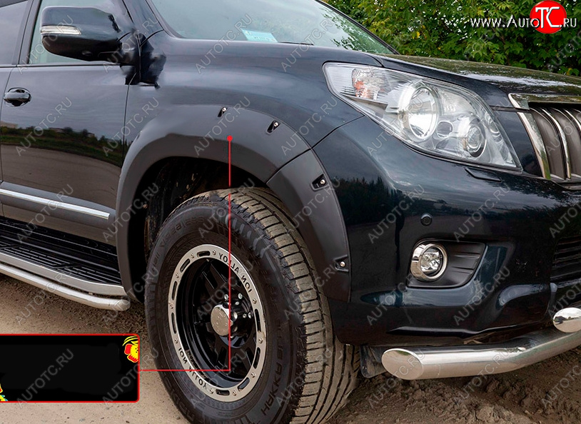 6 999 р. Расширитель арки RA (вылет 30 мм, передний правый)  Toyota Land Cruiser Prado  J150 (2009-2013) дорестайлинг (Поверхность глянец под покраску, Неокрашенный)  с доставкой в г. Пермь