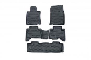 Комплект ковриков салона 7 мест Element (полиуретан) Toyota Land Cruiser Prado  J150 (2009-2013) дорестайлинг (Серые)