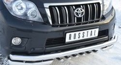 28 449 р. Защита переднего бампера (2 трубы Ø63 мм с зубами, нержавейка) SLITKOFF  Toyota Land Cruiser Prado  J150 (2009-2013) дорестайлинг  с доставкой в г. Пермь. Увеличить фотографию 2