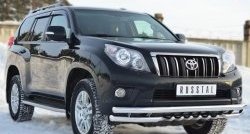 28 449 р. Защита переднего бампера (2 трубы Ø63 мм с зубами, нержавейка) SLITKOFF  Toyota Land Cruiser Prado  J150 (2009-2013) дорестайлинг  с доставкой в г. Пермь. Увеличить фотографию 4