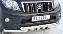 29 899 р. Защита переднего бампера (2 трубы Ø76 мм с зубами, нержавейка) SLITKOFF  Toyota Land Cruiser Prado  J150 (2009-2013) дорестайлинг  с доставкой в г. Пермь. Увеличить фотографию 2