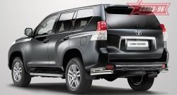 Защита заднего бампера из двойных боковых уголков (d76х42) Souz-96 Toyota Land Cruiser Prado  J150 (2009-2013) дорестайлинг