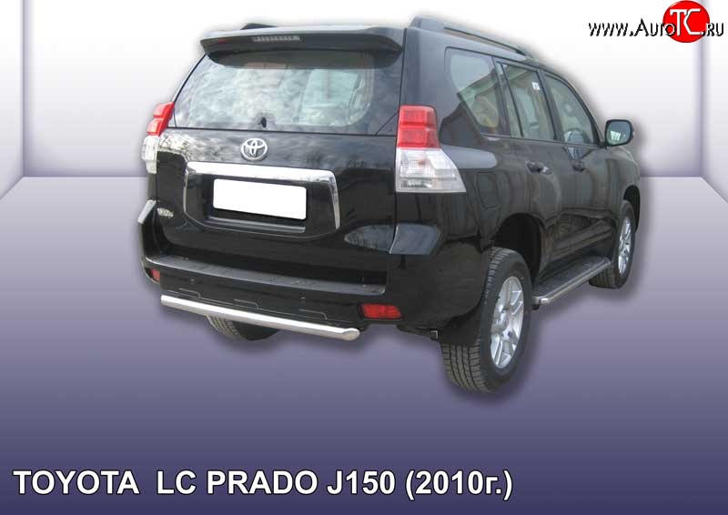11 799 р. Защита заднего бампера из короткой трубы диаметром 57 мм Slitkoff Toyota Land Cruiser Prado J150 дорестайлинг (2009-2013) (Цвет: нержавеющая полированная сталь)  с доставкой в г. Пермь