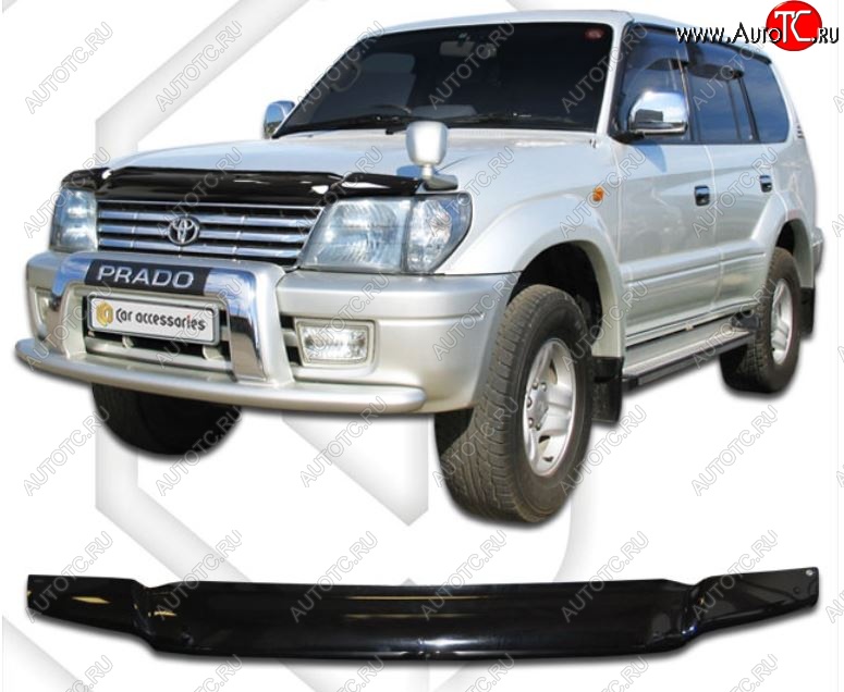 1 999 р. Дефлектор капота (J90W, J95W) CA-Plastic Toyota Land Cruiser 90 (1996-2000) (Classic черный, Без надписи)  с доставкой в г. Пермь
