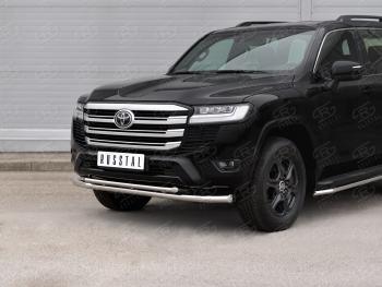 23 499 р. Защита переднего бампера (2 трубы Ø63 и 42 мм, нержавейка) SLITKOFF  Toyota Land Cruiser  J300 (2021-2025) дорестайлинг  с доставкой в г. Пермь. Увеличить фотографию 2