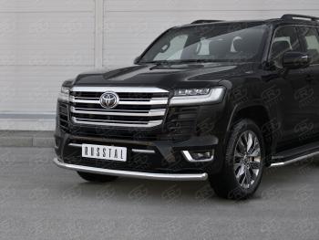 22 699 р. Защита переднего бампера (Ø63 мм, нержавейка, 70TH ANNIVERSARY) SLITKOFF Toyota Land Cruiser J300 дорестайлинг (2021-2025)  с доставкой в г. Пермь. Увеличить фотографию 2