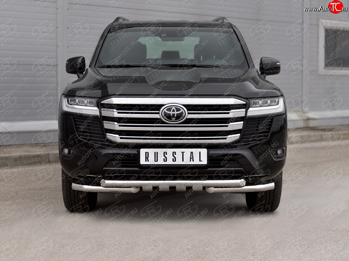 35 999 р. Защита переднего бампера (Ø63 мм с клыками, нержавейка) SLITKOFF  Toyota Land Cruiser  J300 (2021-2025) дорестайлинг  с доставкой в г. Пермь