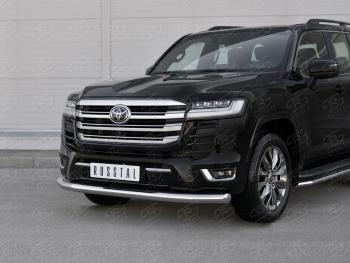 Защита переднего бампера (Ø76 мм нержавейка, 70TH ANNIVERSARY) SLITKOFF Toyota Land Cruiser J300 дорестайлинг (2021-2025)