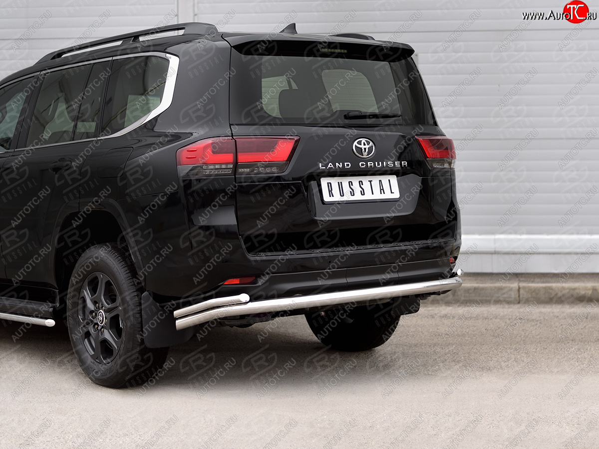 22 549 р. Защита заднего бампера (2 трубы Ø63 и 42 мм, нержавейка)  Toyota Land Cruiser  J300 (2021-2025) дорестайлинг  с доставкой в г. Пермь
