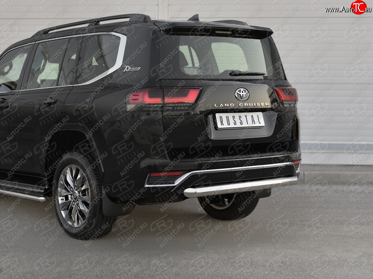 18 699 р. Защита заднего бампера (Ø76 мм, нержавейка, 70TH ANNIVERSARY) SLITKOFF  Toyota Land Cruiser  J300 (2021-2025) дорестайлинг  с доставкой в г. Пермь